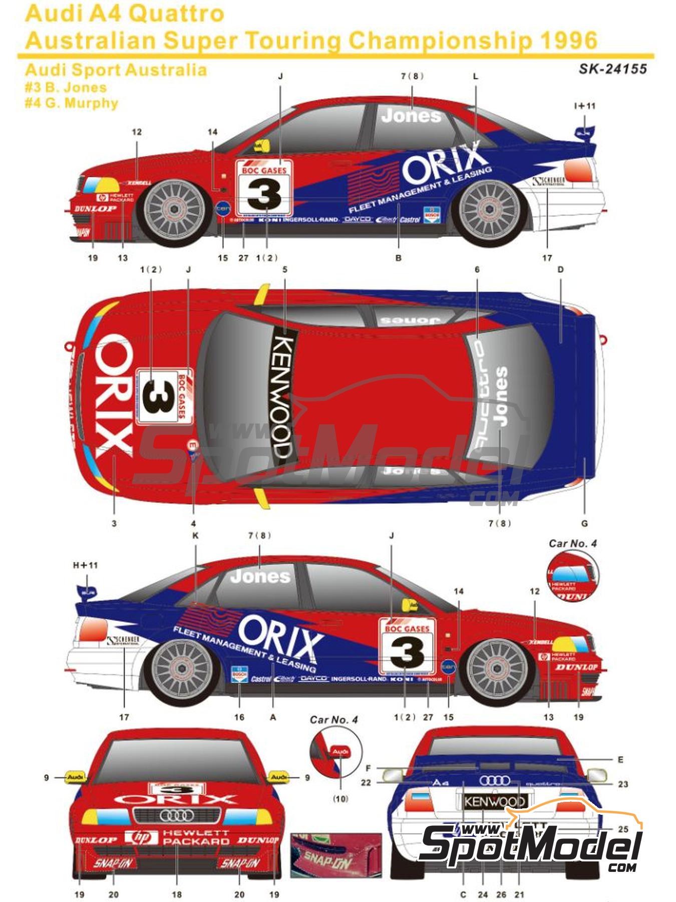 Sk Decals Sk24155 Marking Livery 124 Scale Audi A4 Quattro Audi